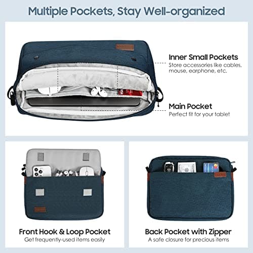 TiMOVO 9-11" Tablet Sleeve with Strap for iPad A16 Tab, Indigo — view 3