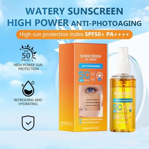 Sunscreen Oil Spray SPF 50, Water-Resistant Sunscreen Spray for Face & Body, Hydrating Travel Size Sunscreen Spray, Non-Greasy Fast-Absorbing for All Skin Types (2pc) — view 3