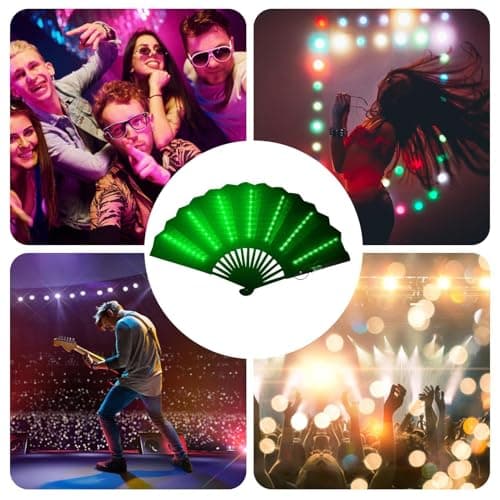 Light Up Rav-e Fan, Folding Handheld Fa-n, Light U-p Hand F-an, Led Handhe-ld, Portable With Light, L-ight Up Festival Folding, Travel Multipurpose Handheld Fa-n, Carnival Accessories — view 5