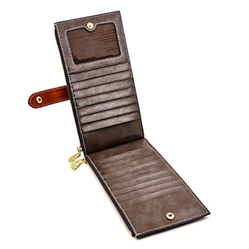 Women's Genuine Leather RFID Blocking Wallet Credit Card Holder, Gray — view 3