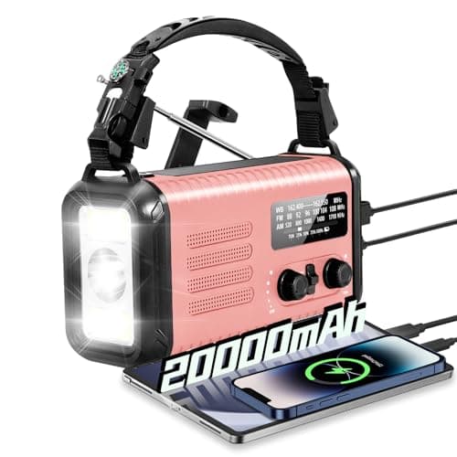 Wind Up Solar Radio, 20000mAh Emergency Hand Crank Weather Radio AM/FM