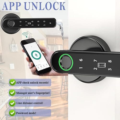 Smart Fingerprint Door Lock, Biometric Keyless Entry Door Lock(Black) — view 5