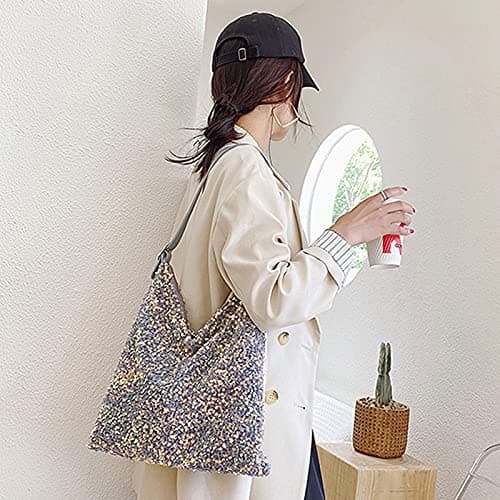Women Girls Glitter Sequin Shoulder Tote Bag Large Capacity Shiny Shopping Bag Pouch Travel Daily Purse — view 2