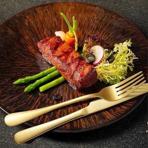 4Pcs Gold Cutlery Set with Travel Pouch, Knife and Fork Spoo Sets — view 6