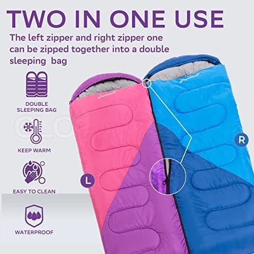 Clostnature Lightweight Camping Sleeping Bag for Adults and Kids, 3 Season — view 2