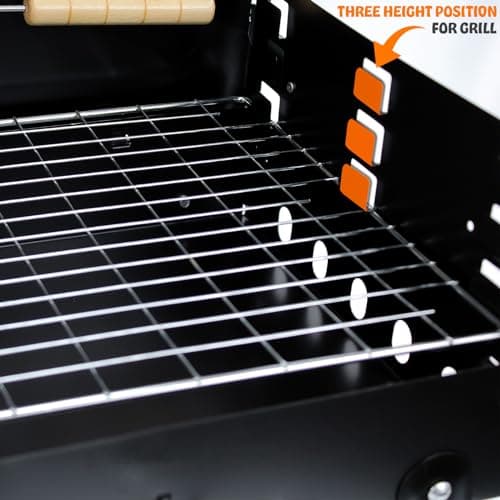 Crystals Portable Charcoal BBQ Grill, Foldable Stainless Steel Camping Barbecue with Tool Set, Small Travel Mini BBQ for Garden, Picnic & Outdoor Cooking, Black — view 5