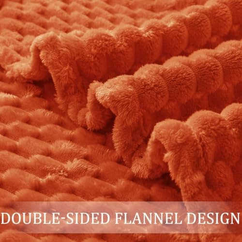 Exclusivo Mezcla Large 3D Fleece Blanket for Sofa, Couch, Burnt Orange — view 5