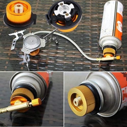 JINGLOUA 2 PCS Gas Bottle Adaptor for Butane Canister to Screw Cartridge,Camping Stove Connector Gas Refill Adapter Universal Brass Nozzle,for Outdoor Hiking BBQ — view 3
