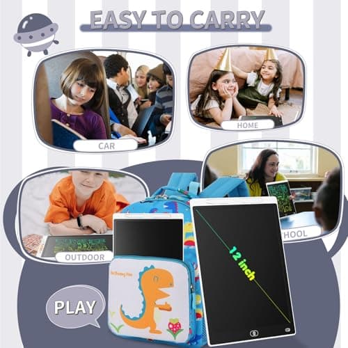 Toys Gifts for 2 3 4 5 6 Year Old Boys Girls, Genialba 12 inch LCD Writing Tablet Colorful Screen Drawing Board Toddler Learning Educational for Birthday Christmas (White) — view 4