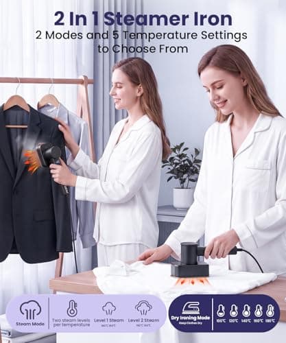 Travel Steamer for Clothes, 110-240V Dual Voltage Handheld Steamer Clothing — view 4