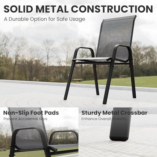 Gotland 2026 Stackable Garden Chairs Set Clearance, Upgrate Outdoor Garden Dining Chairs with High Back, Backrest Breathable Texteline Patio Chairs, Heavy Duty Frame, for Garden, Patio, Balcony — view 5