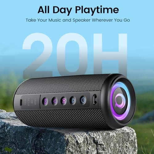 Portable Bluetooth Speaker with Loud Stereo Sound, 2026 Bluetooth 5.4 Speaker Wireless with 4 RGB Lights, TWS Pairing, 3 EQ Modes, Built-in Mic, IP7 Waterproof 20H Outdoor Speaker for Party Travel — view 2