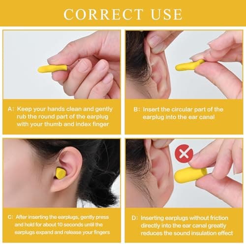 60 Pairs Earplugs for Sleeping, Super Soft Ear Plugs 38dB SNR Noise Cancelling Hearing Protection for Studying, Work, Flying, Snoring Blocking, One Size Fits Virtually Every Wearer, Yellow — view 2
