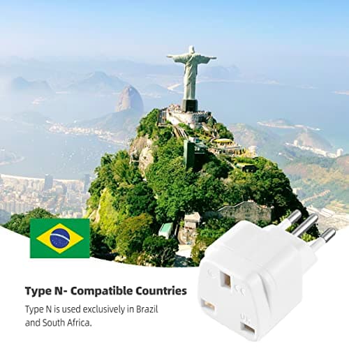 LUKELI 4 Pack UK to BRAZIL Plug Adapter Travel Plug to Brazil UK to Brazilian 3 pin plug Converter Power Adapter for BRAZIL and PARTS of South Africa (White 4 Pack) — view 2