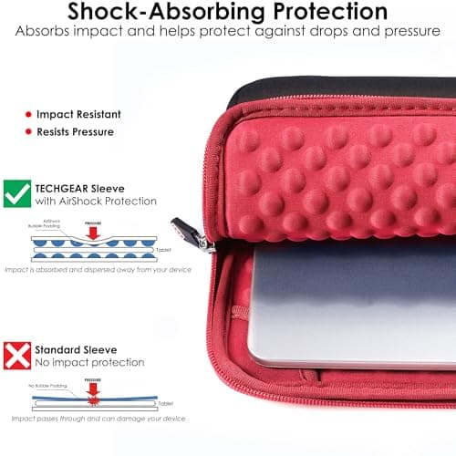 TECHGEAR Universal Neoprene Padded Sleeve Case for 9-11" Tablets: iPad Pro/Air 11", iPad A16 10.9", iPad 10.2", Samsung Tab A11 Plus A9+ S10 Lite S9 FE, Lenovo Tab M10 - Shockproof Zipped Pouch — view 3