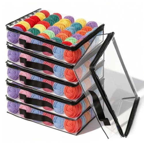 6 Pcs Yarn Storage Knitting Bag, Dust-Proof Wool Storage Bag Clear Clothes Bags Organizer Clothesbed Quilt Organizer Knitting Organizers with Zips for Skeins of Yarn