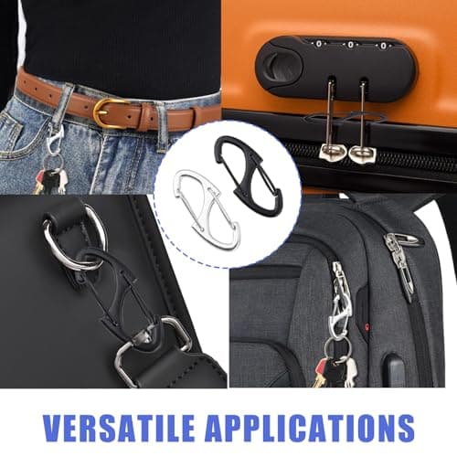 BOXOB 8pcs Zipper Clips Anti Theft, Double Sided Mini S Carabiner Zipper Locks Theft Deterrent Small Zippers Pull Locks Accessories for Luggage Suitcase Backpacks Purses Handbags Tents Keys — view 6