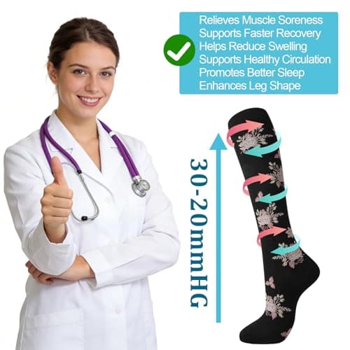 Zuimei 4 Pairs Compression Socks for Women 20-30 mmHg Flight Sock S/M — view 2