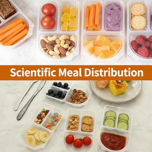 CBWERBB 9oz Reusable Snack Container with Lids,20/30 Pack 3 Compartment Large Capacity Condiment Portion Control Meal Prep Containers,Portable Sauce Snack Pots for School Go out Travel Party(20 Pack) — view 5