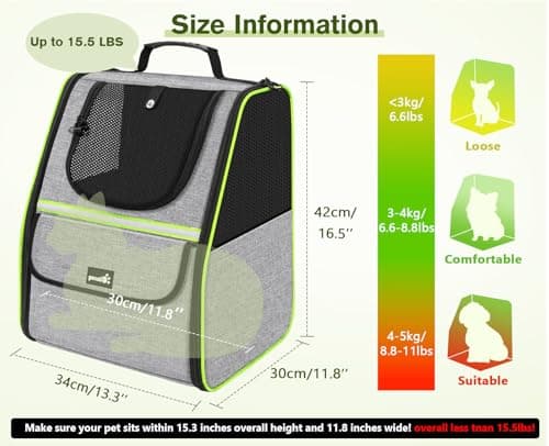Pecute Cat Backpack Carrier, Small Dog Backpack Carrier, Grey — view 2