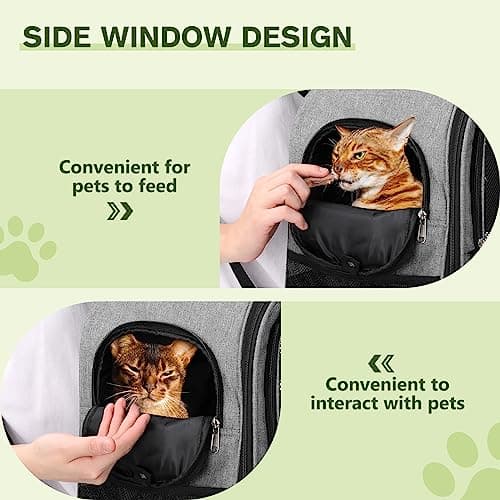Pecute Cat Backpack, Breathable Pet Carrier With Scientific Zoning, Grey — view 5
