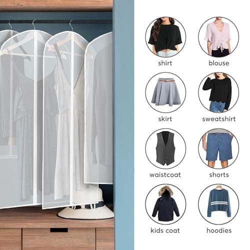10 Pack Garment Dress Bags Covers with Zip (5Pcs 60*100CM + 5Pcs 60*120CM) — view 5