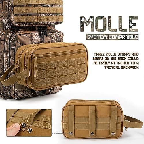 QT&QY Tactical Toiletry Bag for Men Hygiene Bag EDC Military Tool Molle Pouches Small Dopp Kit Mens Shaving Kit Travel Shower Bags with UK Patch — view 5
