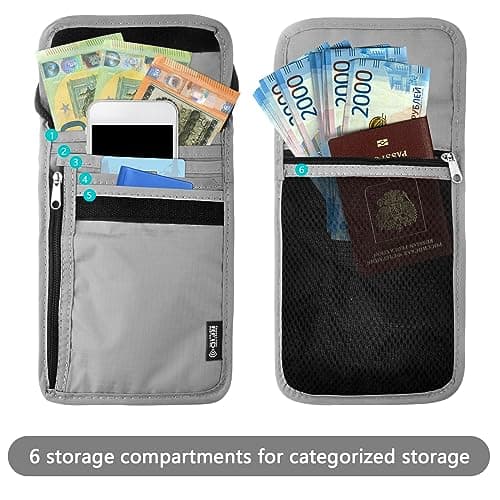 TNSLAND chest bag unisex travel wallet with RFID protection waterproof passport bag organizer for men women kids boys girls maximum security for smartphone and travel documents, b, 19 x 14 cm — view 2