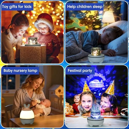 Arrytoy Sensory Light Projector,Baby Night Light Projector,Bedroom Decor Rechargeable Star Projector -23 Sets of Films & 360° Rotating &4 Light Modes, Birthday/Christmas/Easter Gifts for Girls & Boys — view 5