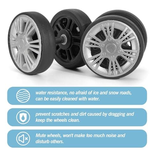 Volein 4 Pcs Suitcase Replacement Double Wheels, 55mm Wear Resistant Luggage Wheels Replacement with Bearings Spare Casters Kit for Worn Suitcase Tyres(Silver-VN5) — view 3