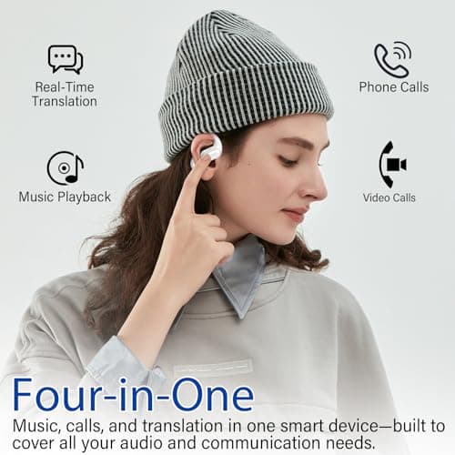 AI Language Translation Earbuds Real Time, 4-in-1 Bluetooth 5.4 Translator Earbuds, Supports 164 Languages & 7 Translation Modes with AI App, 50H Translator Device, Ideal for Travel/Business/Leaning — view 4