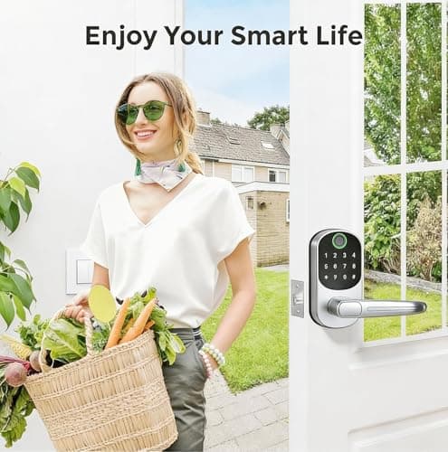 Smart Door Lock, Fingerprint Door Lock, 12-in-1(Fingerprint/passcode/APP/IC Card/Key) Password Bluetooth Smart Locks,Biometric Electronic Smart Lock for Home, Office, Hotel Office, Apartment — view 6