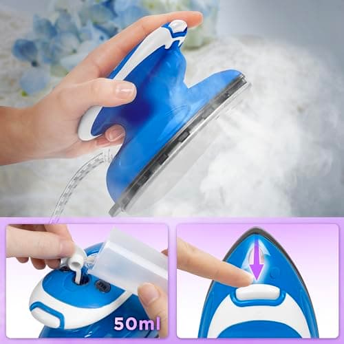 Duronic Travel Iron SI2 BE 375W Mini Irons with Variable Temperature Portable 50ml Blue Steam Iron For Holiday Quilting Crafts Compact Design for Travelling — view 4