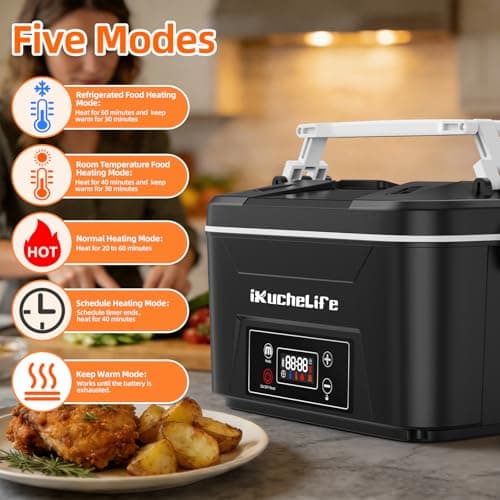 iKuchelife Cordless Heated Electric Lunch Box, 24000mAh, 1.2L Lunchbox — view 3