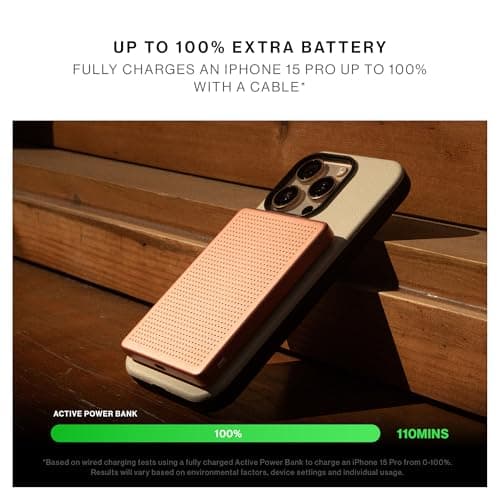 Native Union Active Power Bank | Magnetic - MagSafe Compatible 5000mAh 15W Portable Charger - USB-C Cable Included - for iPhone Air, 17, 17 Pro, 17 Pro Max, 17e, AirPods Pro 3 & More (Apricot) — view 5