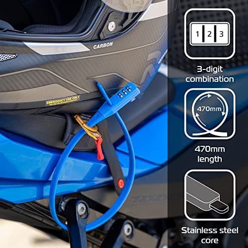 Oxford Products LK152 Combo Multi-use Security Tie & Bike Lock. Combination Cycle/Cafe/Buggy/Ski/Helmet Lock, Blue, One Size — view 6