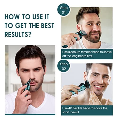 Electric Razor for Men, Electric Shaver Beard for Men Face 3 in 1 Rotary Shavers Nose Sideburn Trimmer Cordless Rechargeable Shaving Kit Wet Dry Use Waterproof IPX7 — view 2