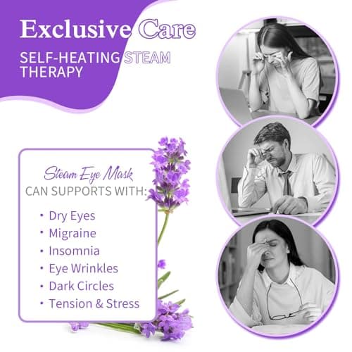 Steam Eye Mask 12 Packs, Lavender Self Heating Eye Mask, SPA Warm Eye Mask, Disposable Heated Sleep Eye Mask for Dry Eyes, Dark Circles, Puffy Eyes, Puffiness, Relief Stress Eye Fatigue, Migraine — view 2