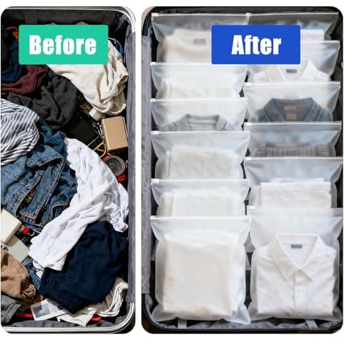 sturiz 40pcs 5 Size Reusable Zip Lock Bags for Clothes Plastic Large Ziplock Bags Frosted Travel Storage Bags Waterproof No Holes Hospital Bag Organiser Pouches for Clothes,Shoes,Cosmetics,Suitcase — view 6