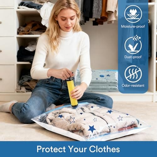 AIyvisun 6pcs Vacuum Storage Bags 60 * 80 cm with Hand Pump, L Vacuum Pack Bags for Clothes Super Space Saver, for Travel Duvet Bedding — view 5