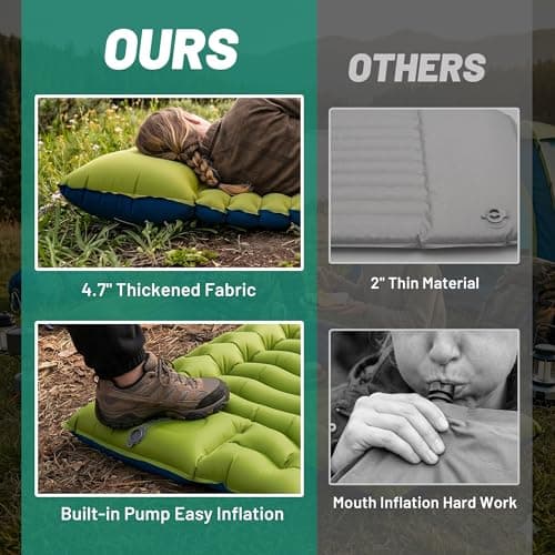 Overmont Camping Sleeping Pad Extra Thick with Pillow — view 6