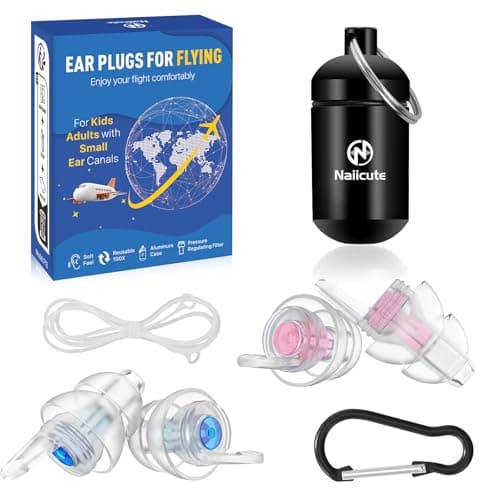 Naiicute Ear Plugs for Flying, Pressure Relief Prevent Ear Pain, 2 Pairs