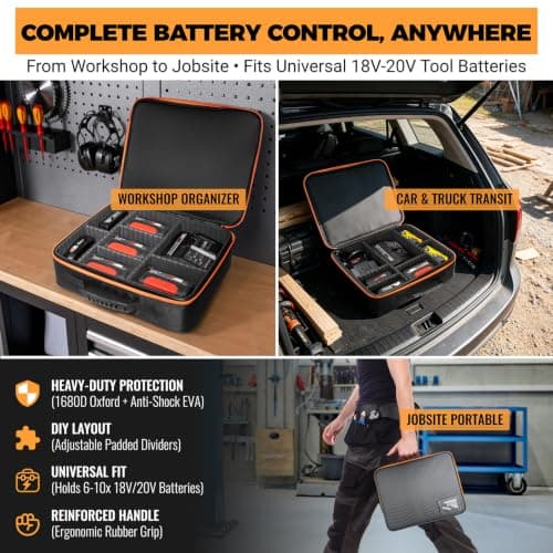 otuiaim Portable Tool Storage, Carrying Case Bag for Batteries & Chargers — view 5