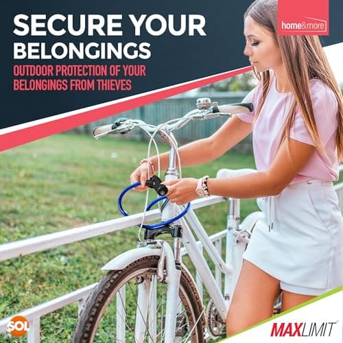 SOL 65cm Cable Bike Lock with Keys, Blue - Multipurpose Security Chain Lock — view 5