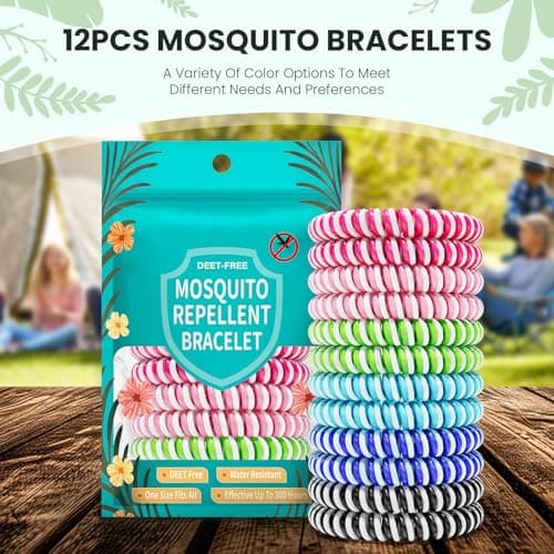 Asddage Mosquito Repellent Bracelet 12 Pack, DEET-Free, Natural Plant Oil — view 4