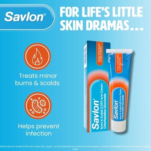 Savlon Burns & Scalds 0.25% w/w Cream, First Aid Treatment to Provide Effective Relief for Minor Burns, Scalds and Sunburn Blisters (30g, 1 pack) — view 2