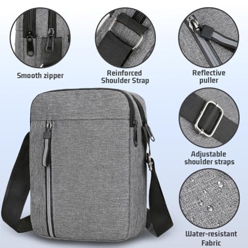Aucuu Men's Shoulder Bag, Oxford Crossbody Bag, Waterproof Men's Small Side Bag, Casual Handbag, Messenger Bag with Zipper and Adjustable Strap, Lightweight Chest Sling Bag for Daily Use, Work, School — view 5