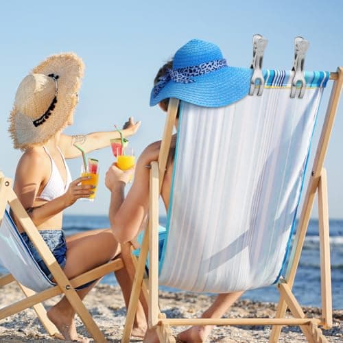 Alaoo 6 Pcs Beach Towel Clips, 11cm Large Stainless Steel Sunbed Towel Pegs Laundry Clip Towel Pegs for Sunbeds Sun Loungers, Blankets, Pool Chairs — view 6
