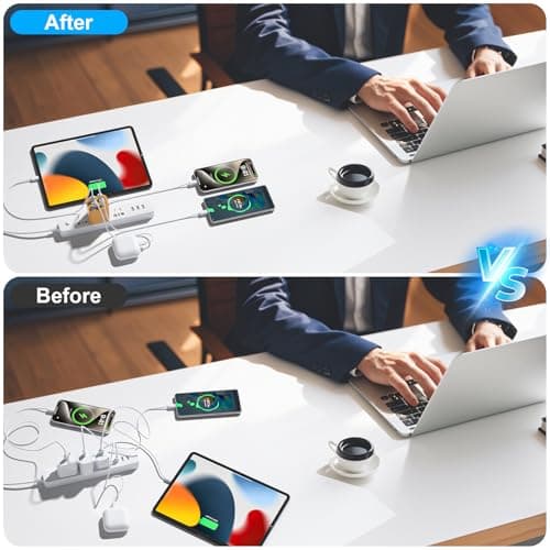 50W USB C Plug Fast Charge 6-Port Multi USB Charger Fast Charging Plug PD Power Adapter +QC Wall Plug Type C Charging for iPhone 16/15/14/13/12 Pro Max XS XR 8, Samsung Galaxy & iPad(Yellow) — view 3