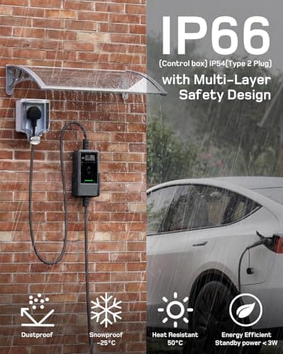 dé EV Charger 3 Pin Plug 10m with App, 3.12kW Electric Car Charger Type 2 — view 4